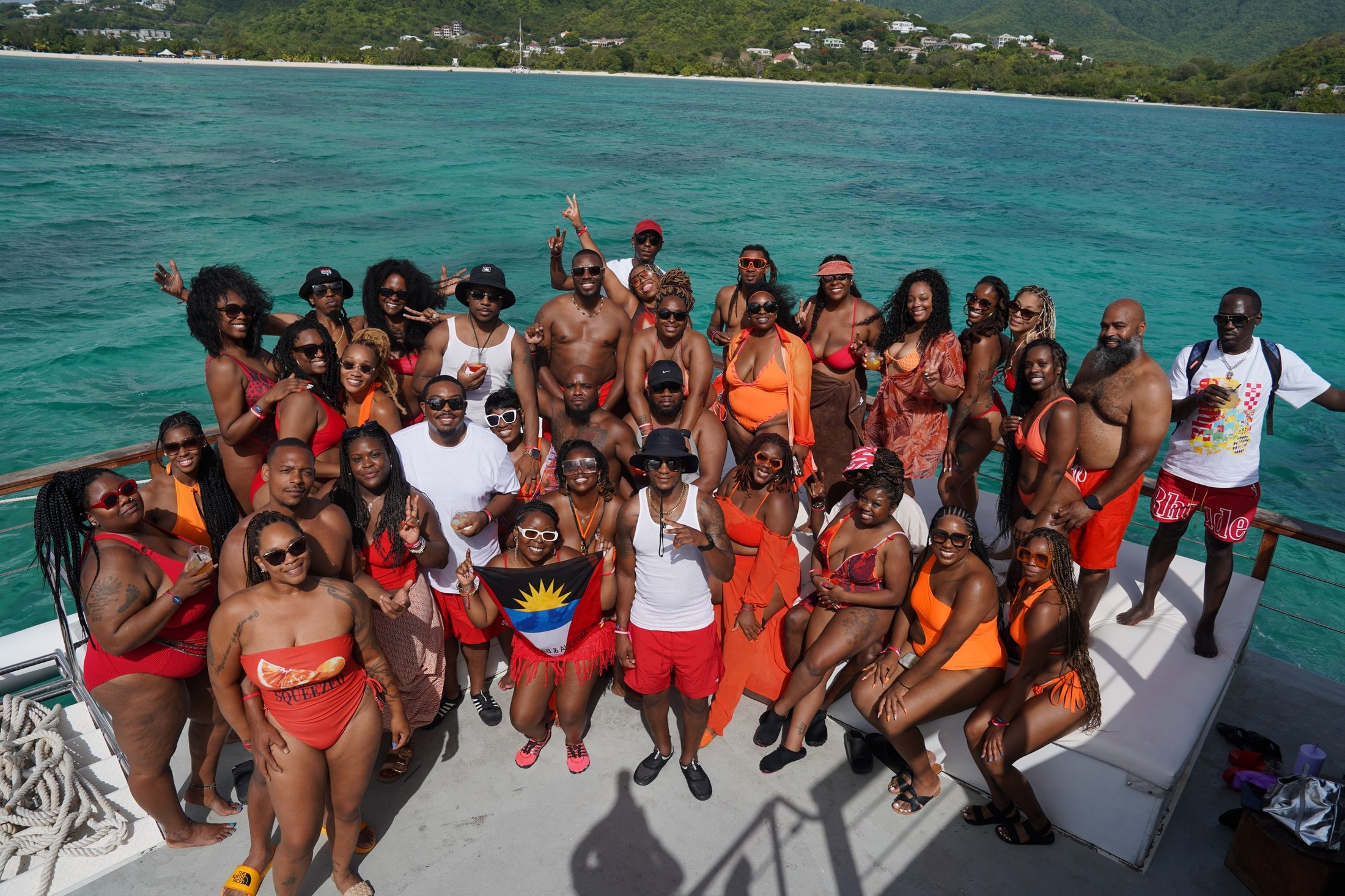 42 NOIR travelers on a catamaran in Antigua